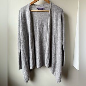 LOCKHART 100% Cashmere Cardigan Sweater Neutral Gray Soft Open Front Luxury S